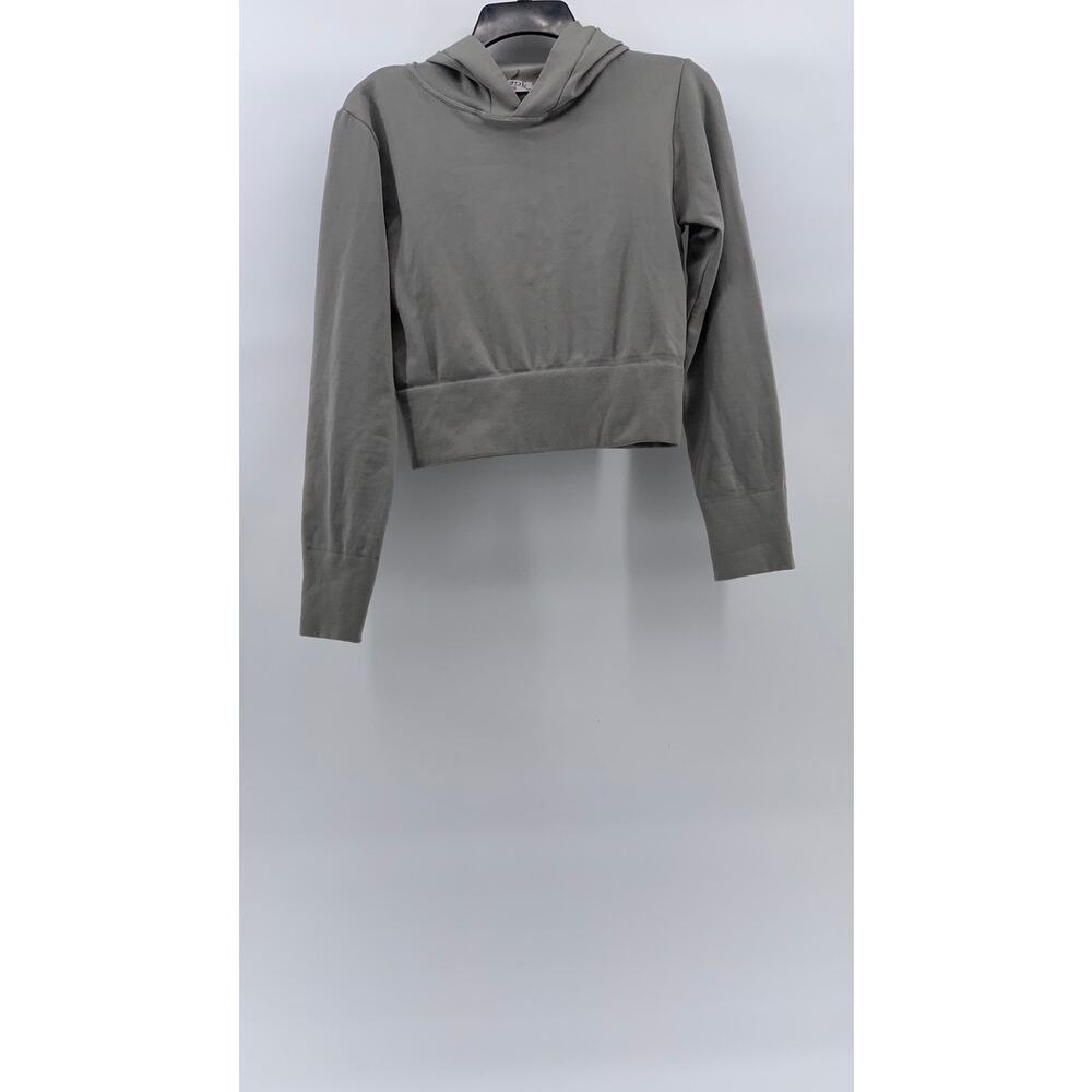 SWANK A POSH Women's Gray Pullover Long Sleeve Hooded Cropped Sweater SZ S
